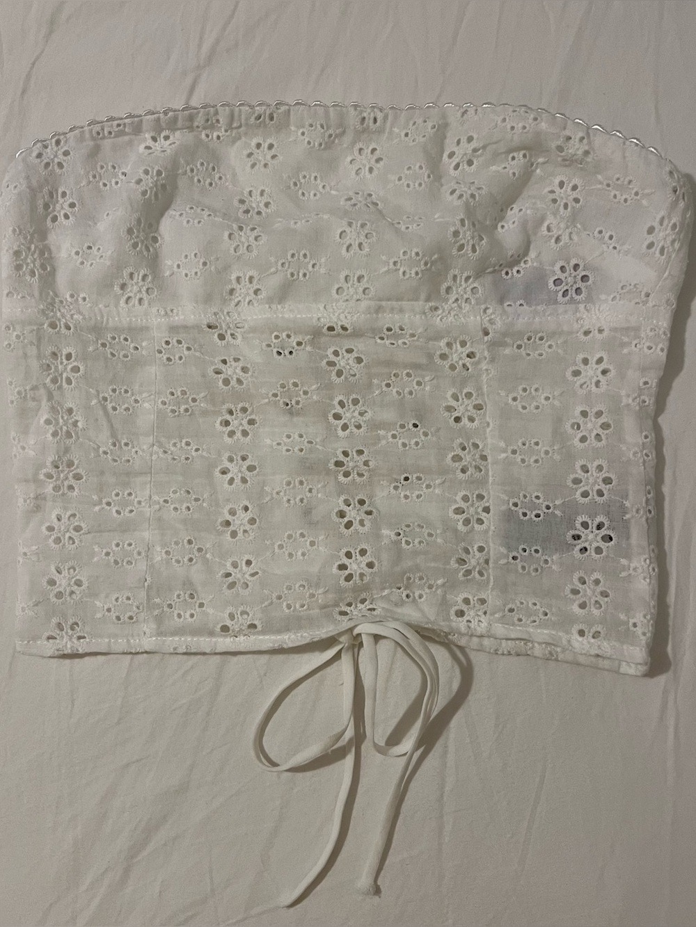 Edikted Cotton Eyelet Lace Up Tube Top
